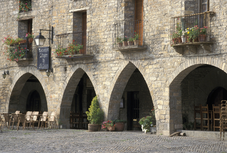 plaza mayor, ainsa, spain