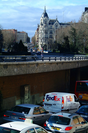 Foreshortening of Madrid, Spain, Europe