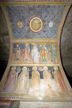 Fresco (XV), Vasca Limaria (XI Roman building), Capitular Museum, Atri, Abruzzo, Italy