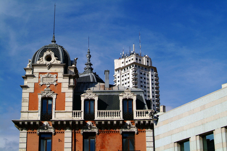 Old and modern buildings, Madrid, Spain, Europe