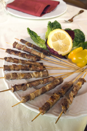 Sheep skewers, Pater Montium restaurant, Guardiagrele, Abruzzo, Italy