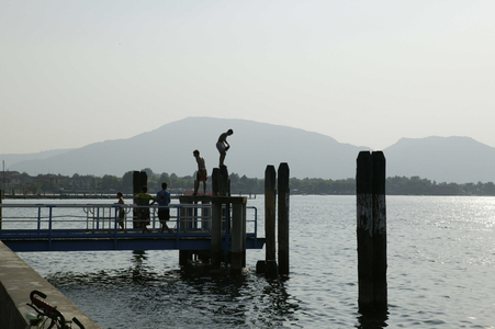 The wharf, Iseo lake, Lombardy, Italy