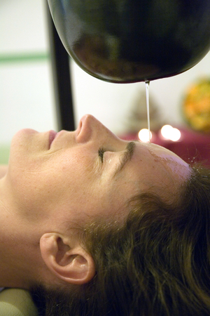 Shirodara treatment, Terme Jean Varraud spa, Bagni di Lucca, Tuscany, Italy
