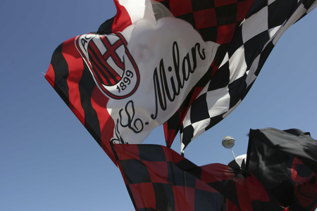 Flags, San Siro stadium, Milan, Lombardy, Italy