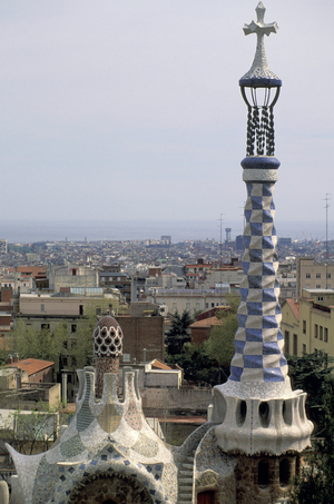 park guell: house and view, barcelona, spain