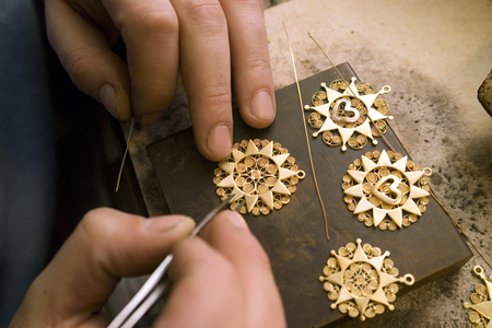 Presentosa lavoration, Gold manufacturing, Maurizio D'Ottavio goldsmith, Guardiagrele, Abruzzo, Italy