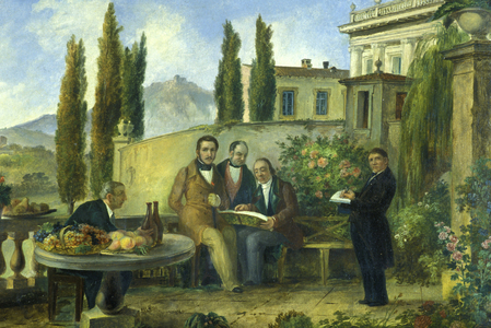 Portrait of Donizetti and friends, Donizetti museum, Bergamo, Lombardy, Italy
