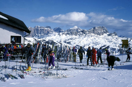 Ski, Val Badia, Dolomiti mountain, Trentino Alto Adige, Italy