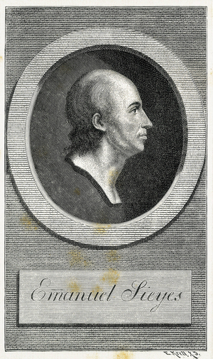SIEYES, Emmanuel Joseph (1748-1836). English Roman Catholic abbe, clergy and political writer. Engraving.