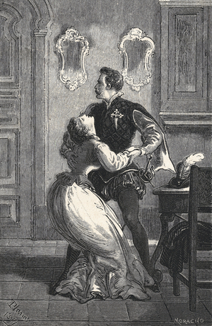 illustration for El principe de los ingenios, Miguel de Cervantes Saavedra (The Prince of Wits, Miguel de Cervantes Saavedra), 1876 (engraving)