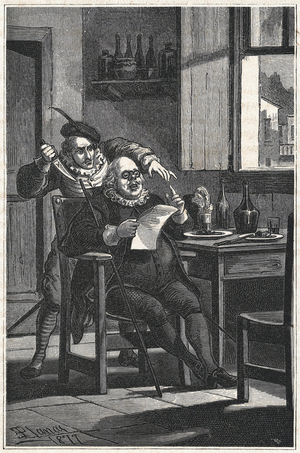 illustration for El principe de los ingenios, Miguel de Cervantes Saavedra (The Prince of Wits, Miguel de Cervantes Saavedra), 1876 (engraving)