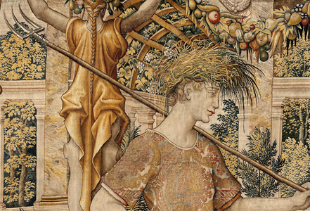 Vertumnus and Pomona: Vertumnus transformed into a farmer, c.1550 (gold, wool and silk)