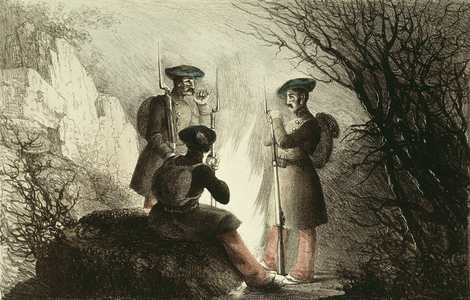 Spain (19th c.). Carlist Wars. Biscaine Infantry. Litography. SPAIN. BASQUE COUNTRY. GUIPUZCOA. Donostia. Military Historical Museum