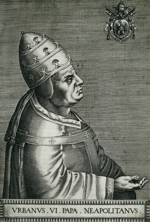 Portrait of the Pope URBAN VI (1318-1389)(xylography)