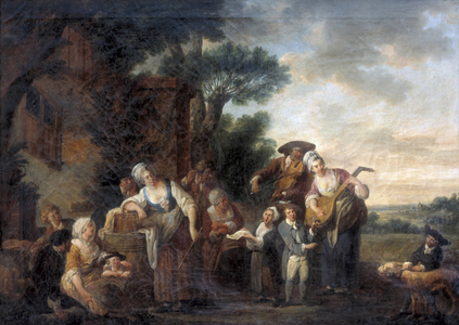 Street musicians, 18th century (oil on canvas)