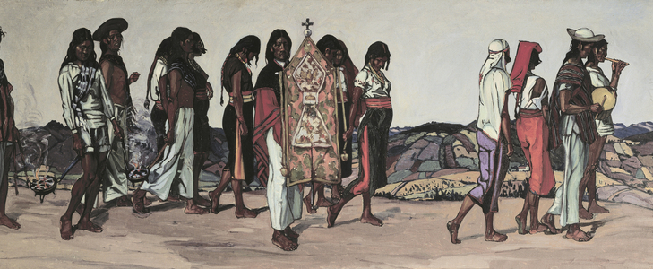 Ecuador. Indigenous painting. Procession.