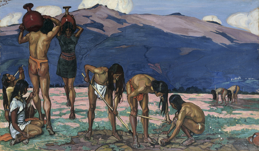 Ecuador. Indigenous painting. 'Working”.