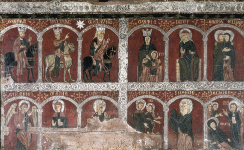Representation of the Annunciation, Visitation, Adoration of the Magi and Presentation in the Temple, Altarpiece of Mosoll, 13th century (painting)