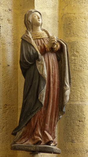 FRANCE. Bourgogne-Franche-Comte. COTE D'OR. Montbard. Saulieu. Basilica of Saint Andoche. “Virgin praying” (Virgin orante), 15th c. Romanesque art. Architecture. Sculpture. Photography