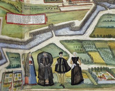 BRAUN, George (1541-1622). ORTELIUS, Abraham (1527-1598). HOGENBERG, Franz (1535-1590). Civitatis Orbis Terrarum (Theatrum orbis terrarum). 1572-1617. Antwerp (1572). Lower detail. Volume I. Etching. SPAIN. CASTILE AND LEON. Salamanca. Salamanca University Library