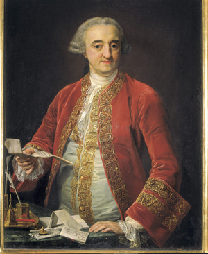 RODA, Manuel Roda y Arrieta, marks of (1706-1782). Spanish political (oil on canvas)