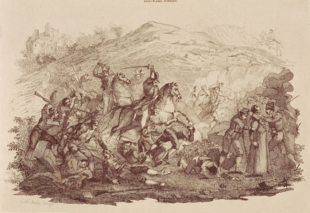 Spain. Firts Carlist War. Action of the Aralar hill (1834) (engraving)