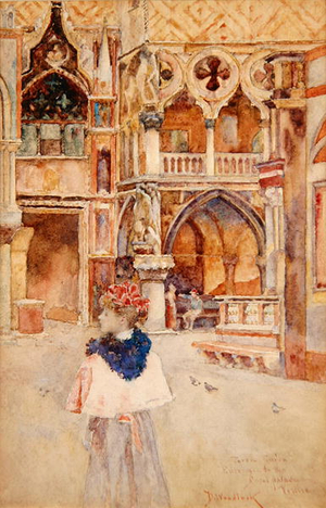 Porta della Carta, Entrance to the Ducal Palace, Venice (w/c on paper)