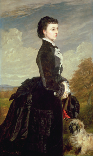 Portrait of a Lady in Black with a Dog, 1875 (oil on canvas)
