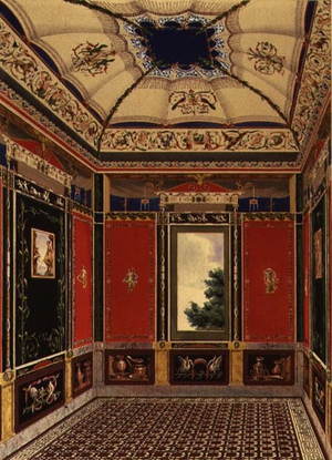 The Pompeian Room painted by Augustine Aglio (1777-1857) from 'The Decorations of the Garden Pavilion in the Grounds of Buckingham Palace', 1846 (litho)