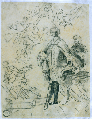 Sketch of Carlo Broschi 'il Farinelli' (1705-82) (charcoal on paper)