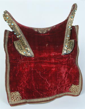 Saddle (wood & velvet with gold embroidery)