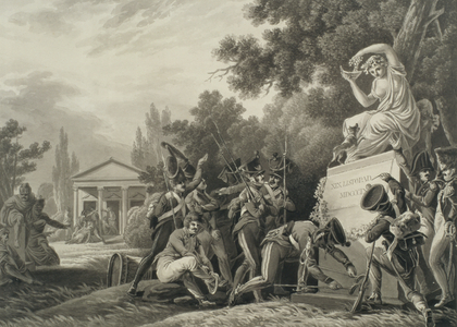 Soldiers Paying Homage to Isabelle Czartoryski (1746-1835) (brush & ink on paper)