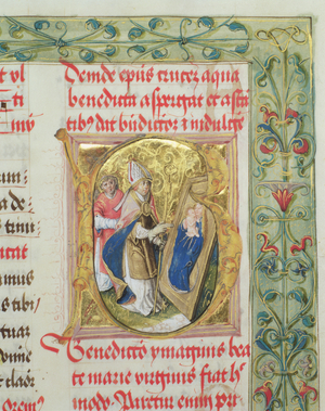 Blessing of the Virgin Mary and Child from the 'Pontifical of Bishop Erasmus Ciolek',dc.1510 (tempera & gold on parchment)