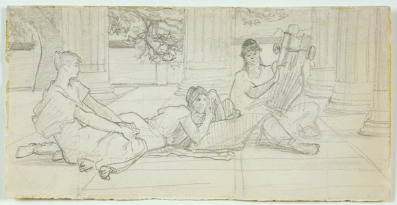 First concept for 'A Reading of Homer' c.1884-85 (pencil on paper)