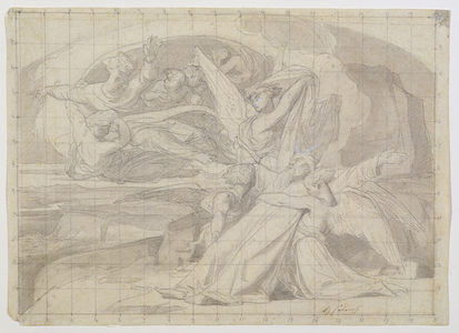 Study for The Death of Moses, 1851 (pen & ink, wash, pencil and gouache on paper) (see 225068)