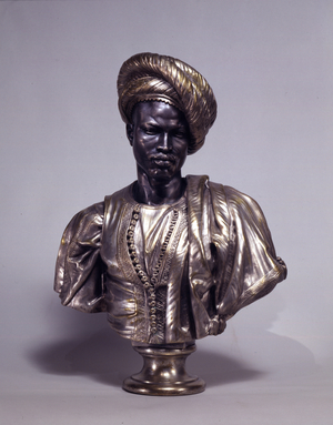 A Sudanese man in Algerian Costume, c.1857 (silvered bronze)