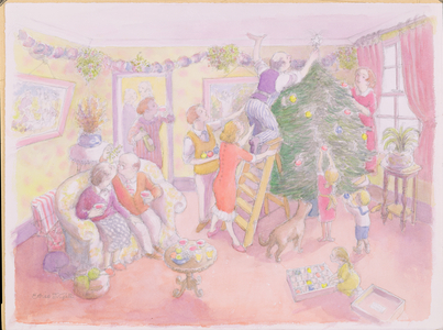 Father Dressing the Christmas Tree