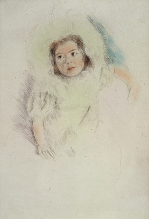 Margot Wearing a Bonnet (colour etching on paper)