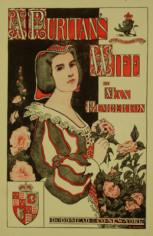 Front Cover of 'A Puritan's Wife' by Max Pemberton (colour litho)