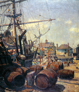 Outfitting the Whaler (oil on canvas)