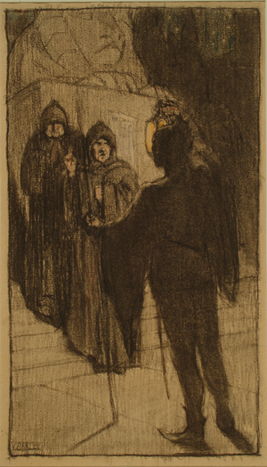 Woe to the Accursed of the Church (charcoal & pastel on toned paper)