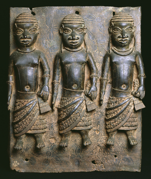 Three court attendants, 16th - 17th century (bronze)