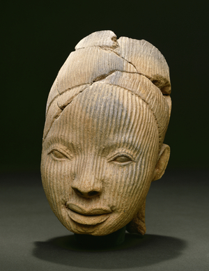 Head from a figure, Owo (terracotta)