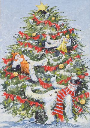 Snowmen in a Christmas Tree, 1999 (gouache on paper)