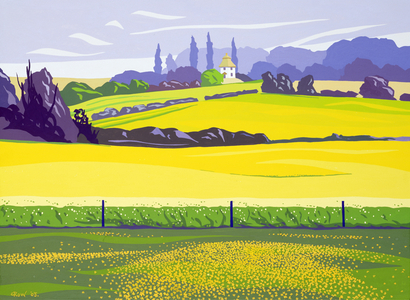 Dandelions and Rape, Finchingfield, 2003 (gouache on paper)