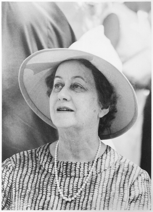 Yvonne de Gaulle (1900-79) in Tahiti, 6th September 1966 (b/w photo)