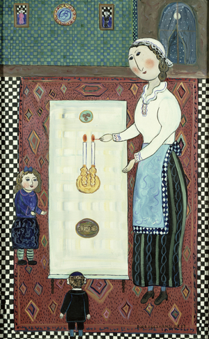 Mother Lighting Sabbath Candles