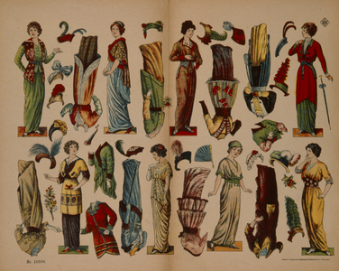 Cutout paper dolls, Neuruppiner Bilderbogen, c.1910 (colour litho)