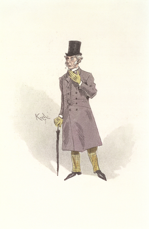 Mr Podsnap, a character from 'Our Mutual Friend' by Charles Dickens (1812-70) (colour litho)