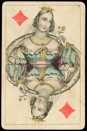 Playing card: Queen of Diamonds (colour litho)
